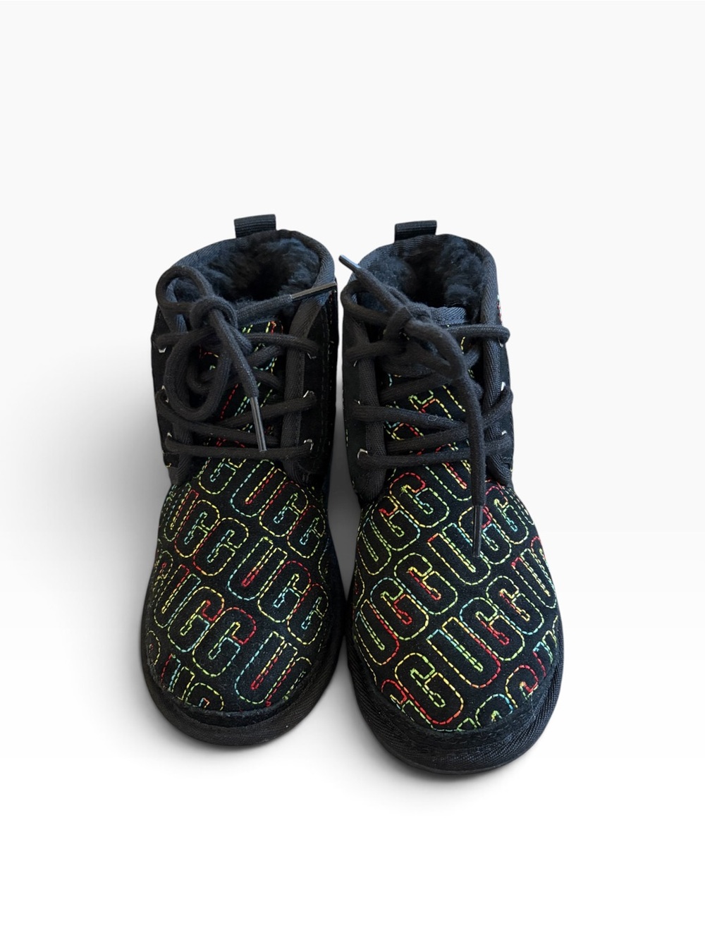 UGG NEUMEL II GRAPHIC STITCH Multi Color BLACK SUEDE BOOTS Chukka Size 13 - Picture 8 of 12